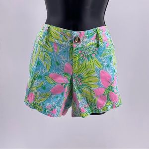 Lilly Pulitzer Callahan Shorts Size 00 Pink Green Pocket